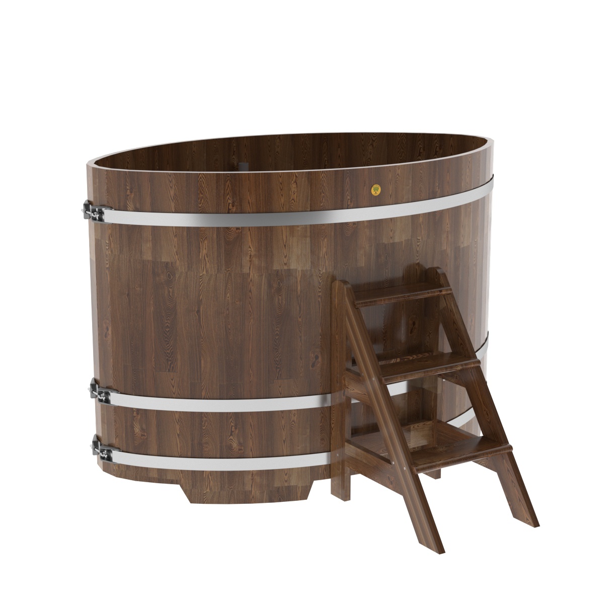 1542 Купель овальная из сращенных ламелей лиственницы 1,08х1,75х1,2 морёная Alyarus 