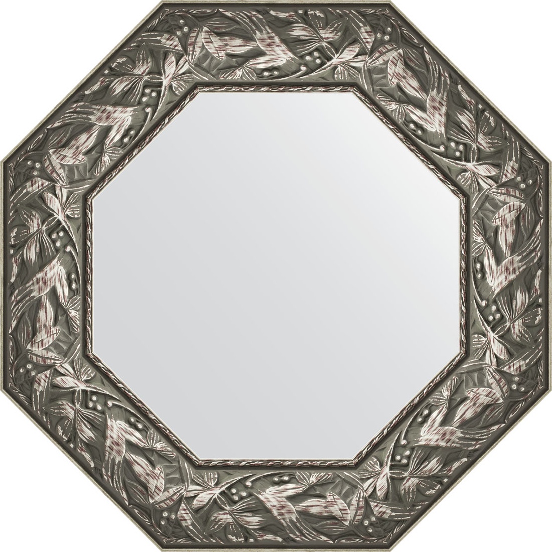 BY 3832 Зеркало в багетной раме - византия серебро 99 mm EVOFORM Octagon
