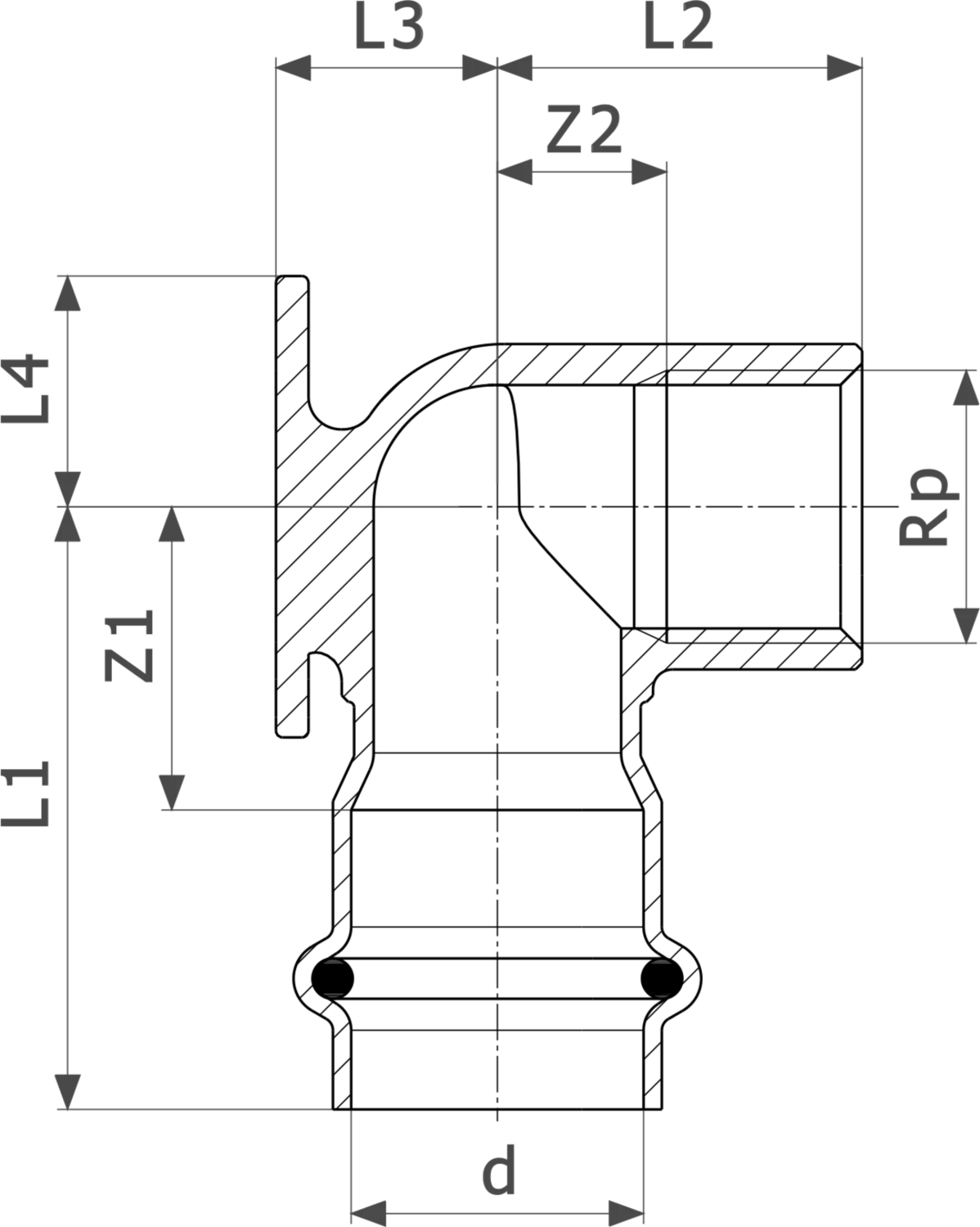 487 317 Модель 0225.5 Трубопроводные системы  Sanpress Inox G  Водорозетки Santreyd  - Вид №3