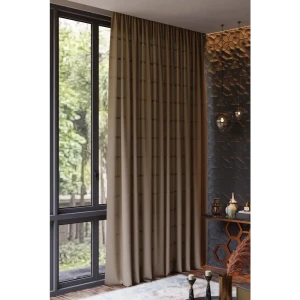 Штора на ленте 140x260 см цвет бежевый