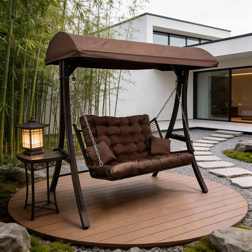 Качели садовые Greengard Этна 3-х местные коричневый STLM-2100196 - Вид №2