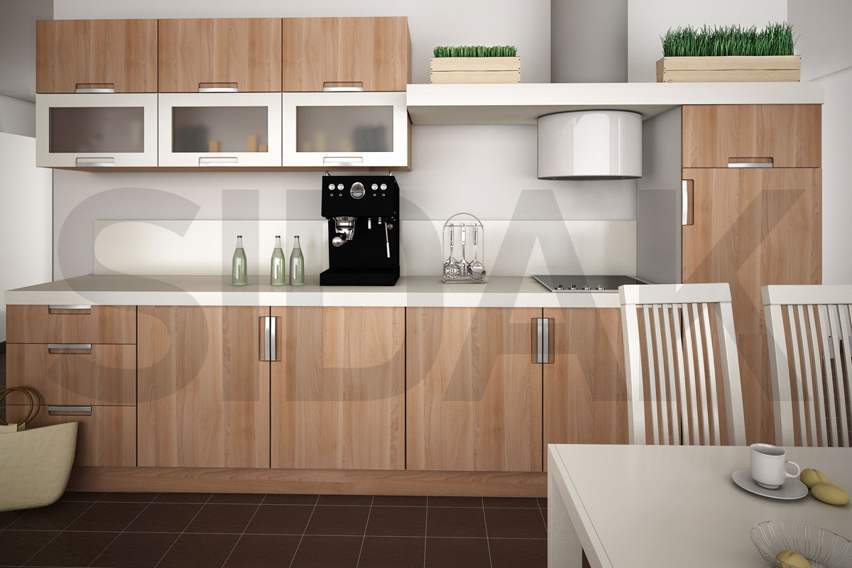 Фасады для кухни Модерн Фрезеровка «Билд» Дуб №127 SIDAK SIST635-13453 - Вид №1