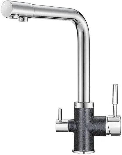 3015, XРОМ/ШВАРЦ (чёрный металлик), СМЕСИТЕЛЬ КУХОННЫЙ