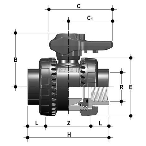 SANIT 471171517 2-ходовой шаровой кран R3 / 8 "-2", ВЭЛ-Easyfit, PVC-U, резьбовые втулки, ЭПДМ  - Вид №1
