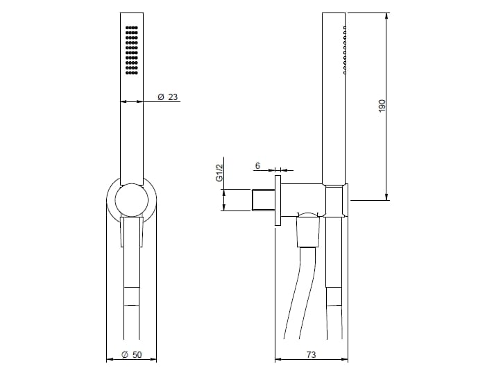 Латунный настенный ручной душ с держателем Rubinetterie Treemme Albatros ARCH-00028281 - Вид №4