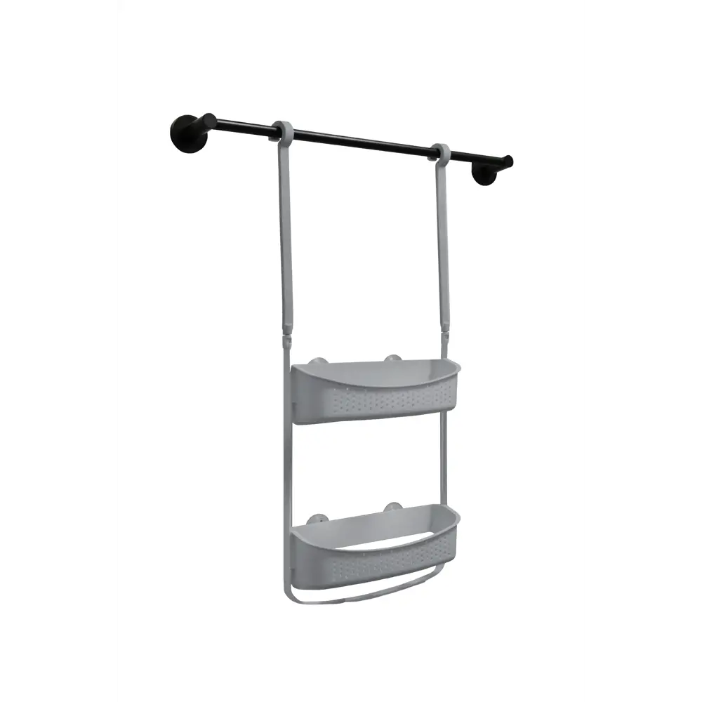 Полка для ванной прямоугольная Raindrops W5682-G двухъярусная 31 см цвет серый Полка 2-ая STLM-2187720 - Вид №1