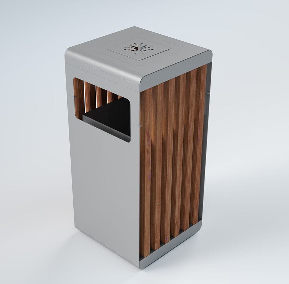 Наружная крышка алюминиевая корзина для мусора с пепельницей CITYSì ALUMINUM ARCH-00143044 - Вид №2