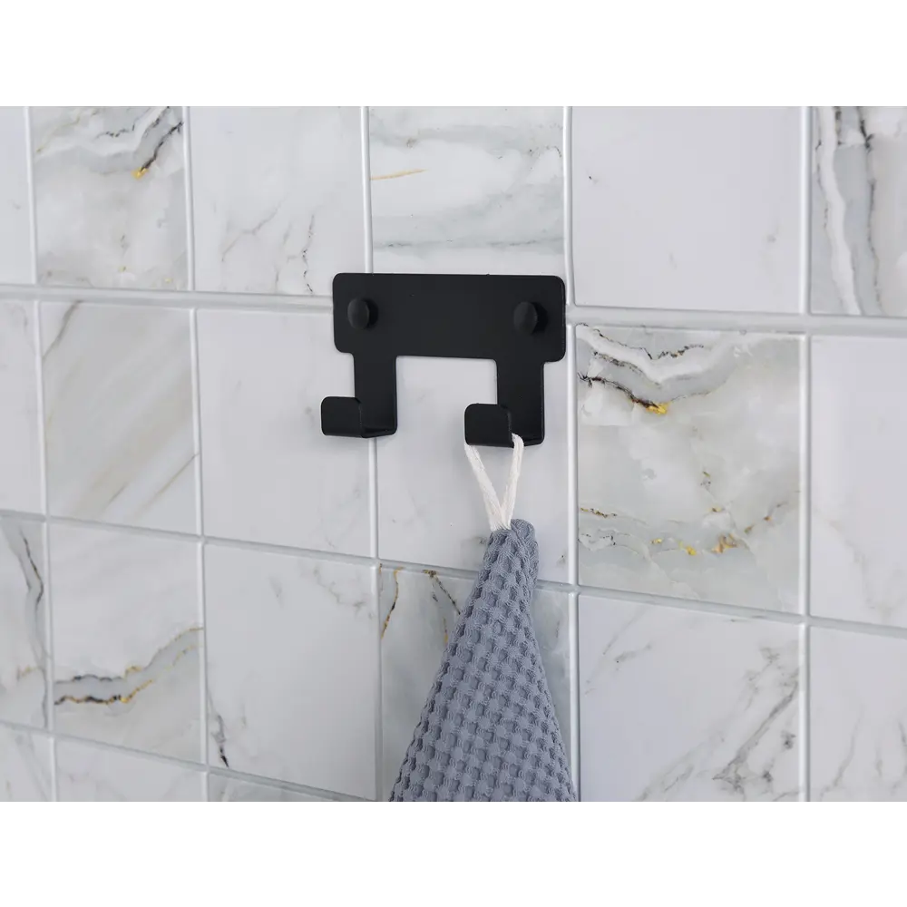 Вешалка настенная 2 крючка Manzzaro 11x6x2 см сталь цвет черный STLM-2113709 - Вид №4