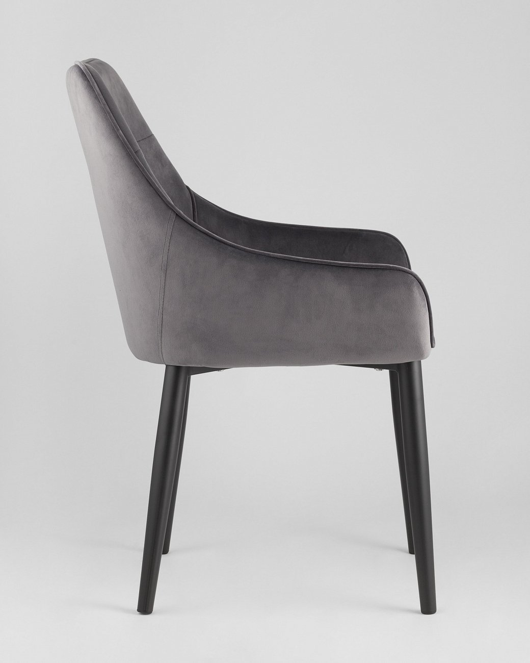 Стул с подлокотниками мягкий серый с черными металлическими ножками "Диана" STOOL GROUP ДИЗАЙНЕРСКИЕ 00-3881951 Серый  - Вид №2