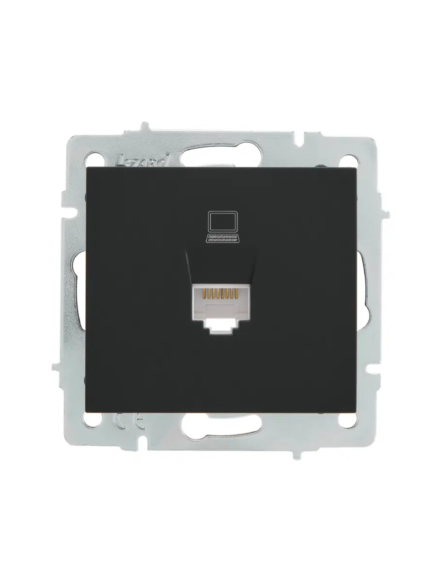 RAIN Розетка компьютерная без рамки (механизм) без рамки черный LEZARD 703-4288-139 - Вид №1