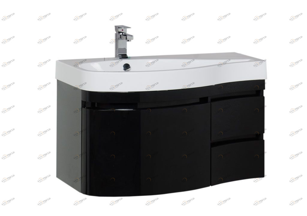 Тумба под раковину Aquanet Сопрано 95 L черный (3 ящика) sun-id-271859