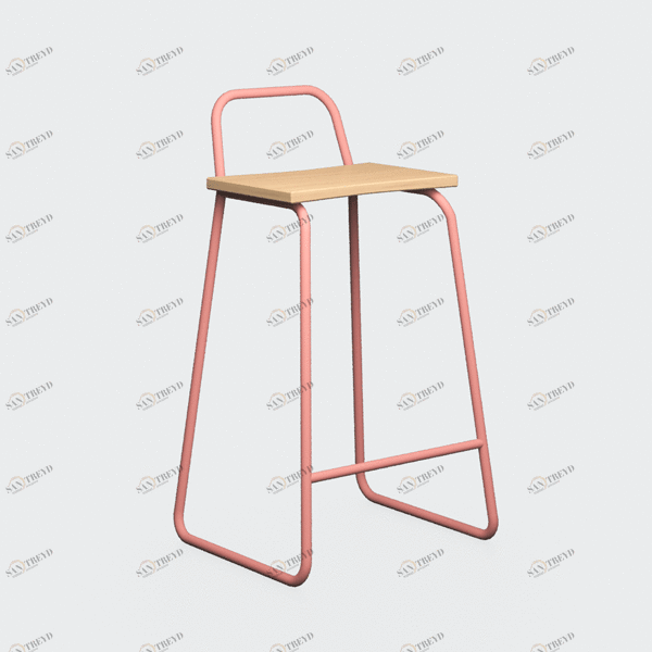Барный стул с деревянным сиденьем розовый Bauhaus WOODI  00-3966293 Розовый 