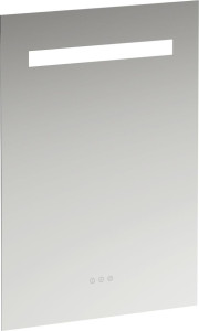 H4476239501441 Зеркало, 550 мм, с встроенной горизонтальной LED подсветкой и естественным светом, три сенсорных выключателя (вкл/выкл/затемнение/изменение цветовой температуры 2700–6000 K), алюминиевый каркас, IP44 LAUFEN PRO