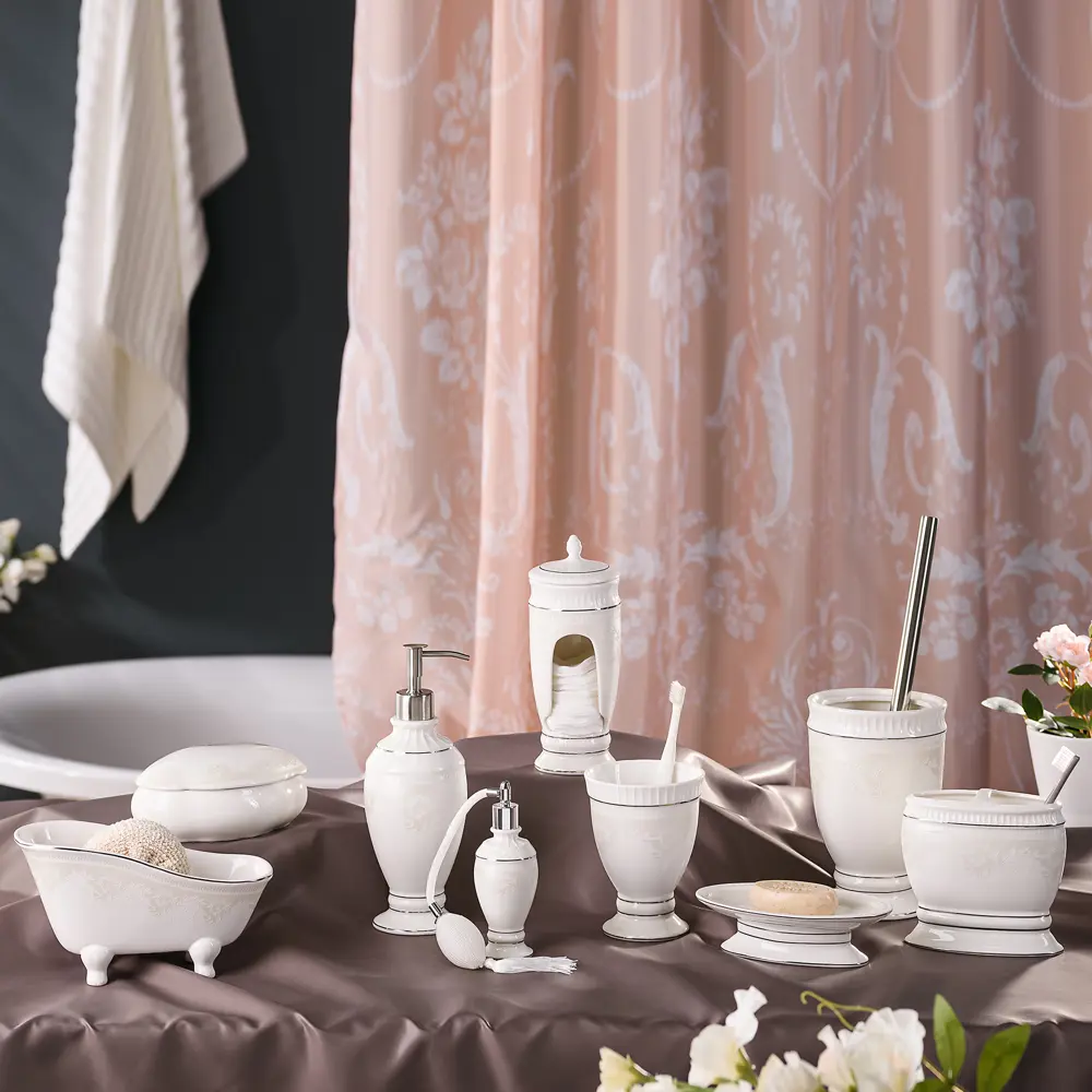 Дозатор для жидкого мыла настольный Wess «Elegance» керамика цвет белый STLM-2179604 - Вид №5