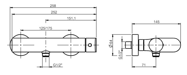 Однорычажный смеситель для душа с 2 отверстиями Rubinetterie Frattini Lea ARCH-00034348 - Вид №8