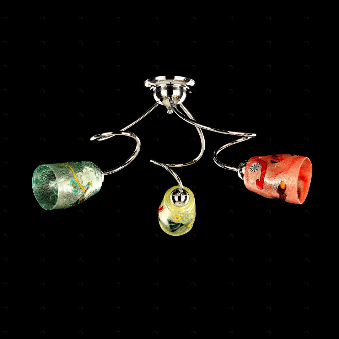 1771 ORIGINALMURANOGLASS трёхламповая люстра из муранского стекла. 55 см 