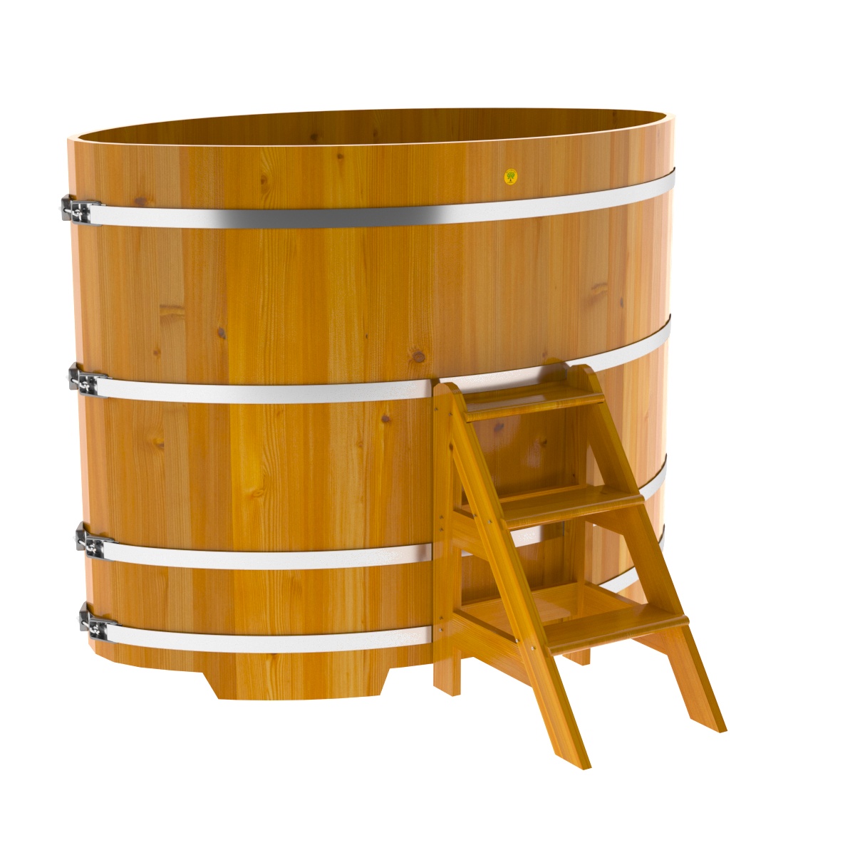 2300 Купель овальная из лиственницы Рустик 1,15х1,83х1,4 натураньная Alyarus  - Вид №1