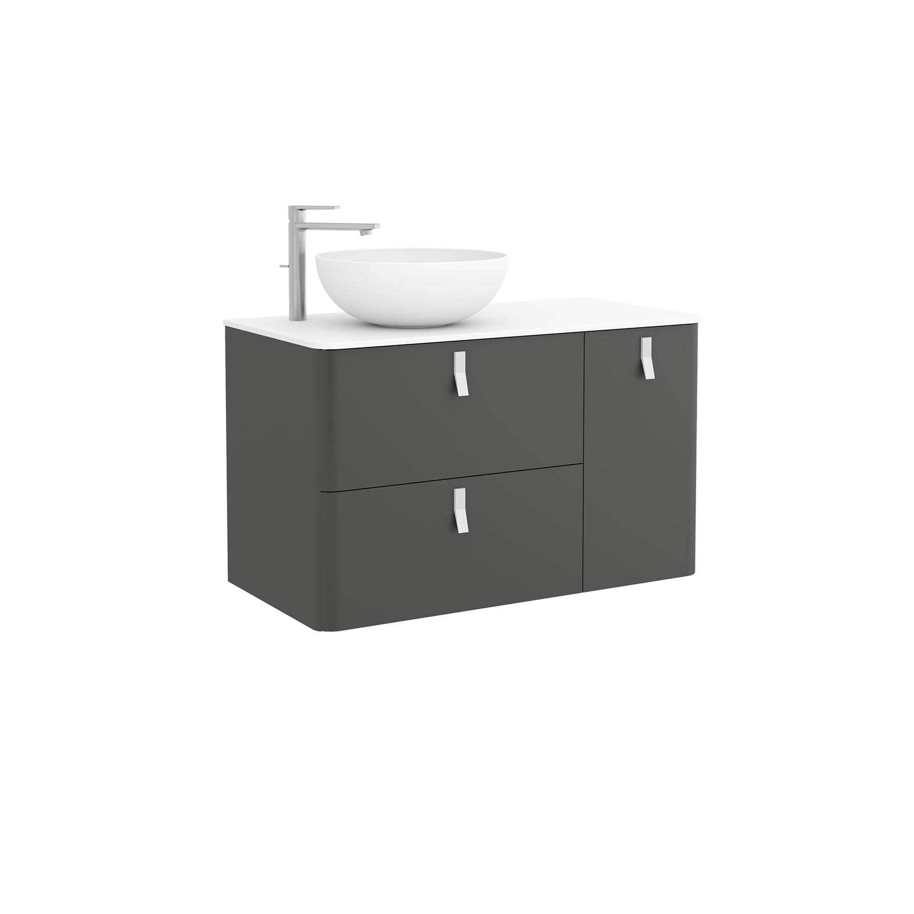 24603 SALGAR Мебель для умывальника UNIIQ 900 правая MATT ANTHRACITE 897 x 540 x 450 мм Матовый антрацит  - Вид №2