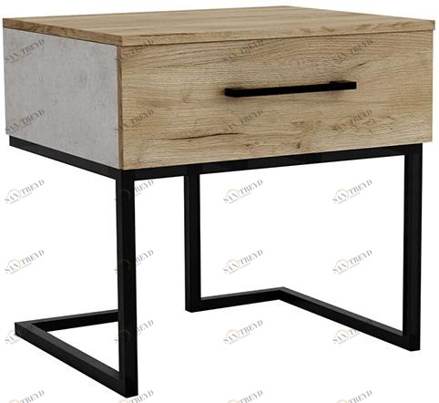 1720 Тумба прикроватная Loft Дуб натур/Бетон R-HOME 4009297h_Натур