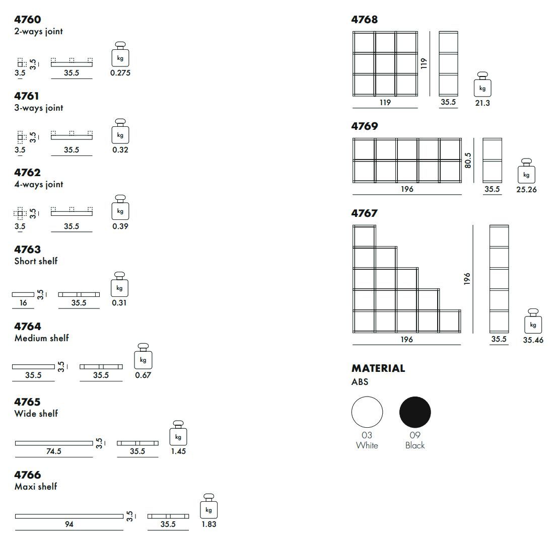 Модульный книжный шкаф из АБС-пластика Kartell POLVARA ARCH-00040646 - Вид №15