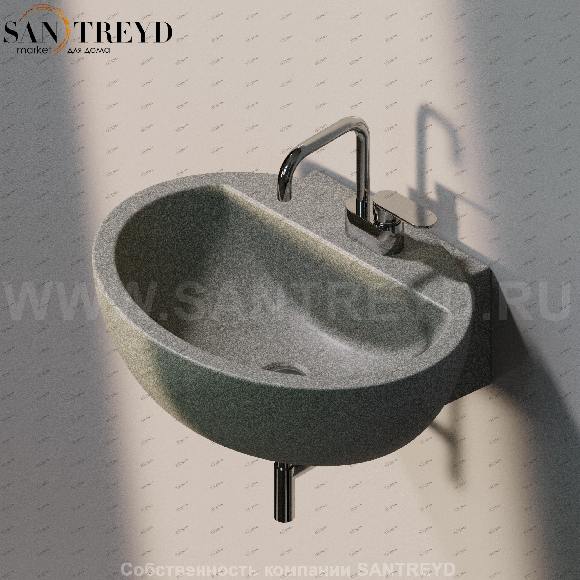 DP4817037 Подвесная раковина настенная овальная Ceramica Flaminia Dip серая