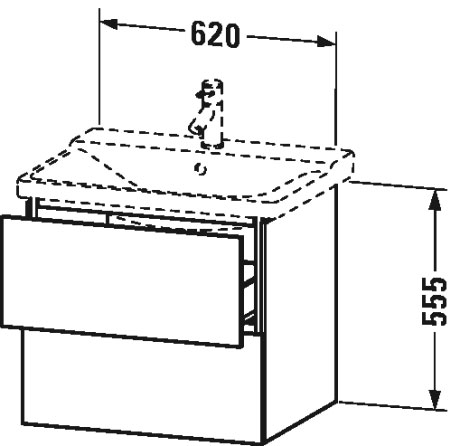 LC624404040 Тумбочка подвесная L-Cube #LC6244 620 x 481 мм Черный глянцевый лак Duravit - Вид №1