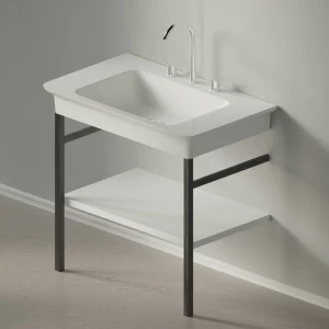 Металлическая консоль для раковины NOVECENTO XL темно-серая матовая