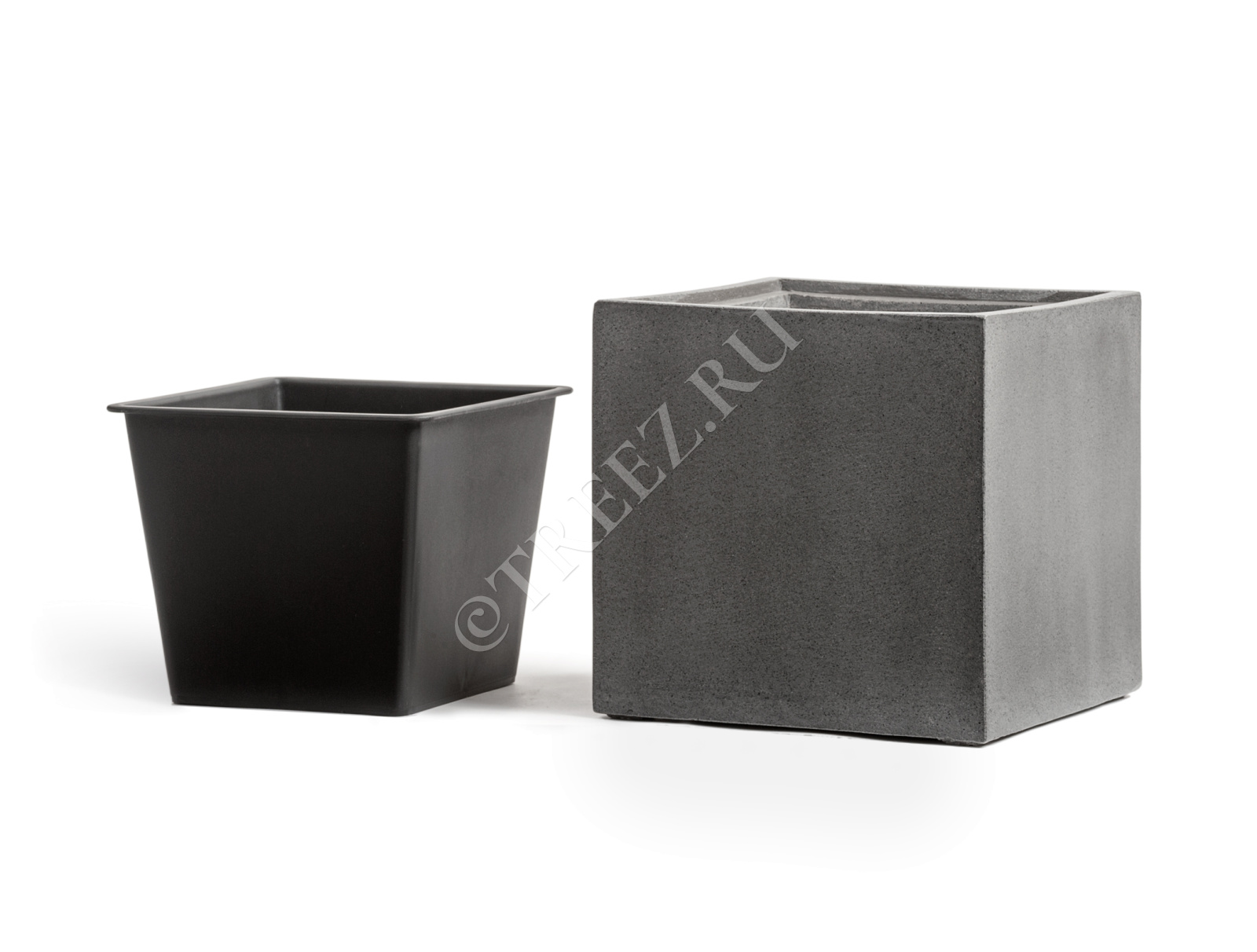 41.3317-02-005-GR-30 Кашпо  Effectory - серия Beton - Куб - Тёмно-серый бетон Цветочная коллекция  - Вид №4