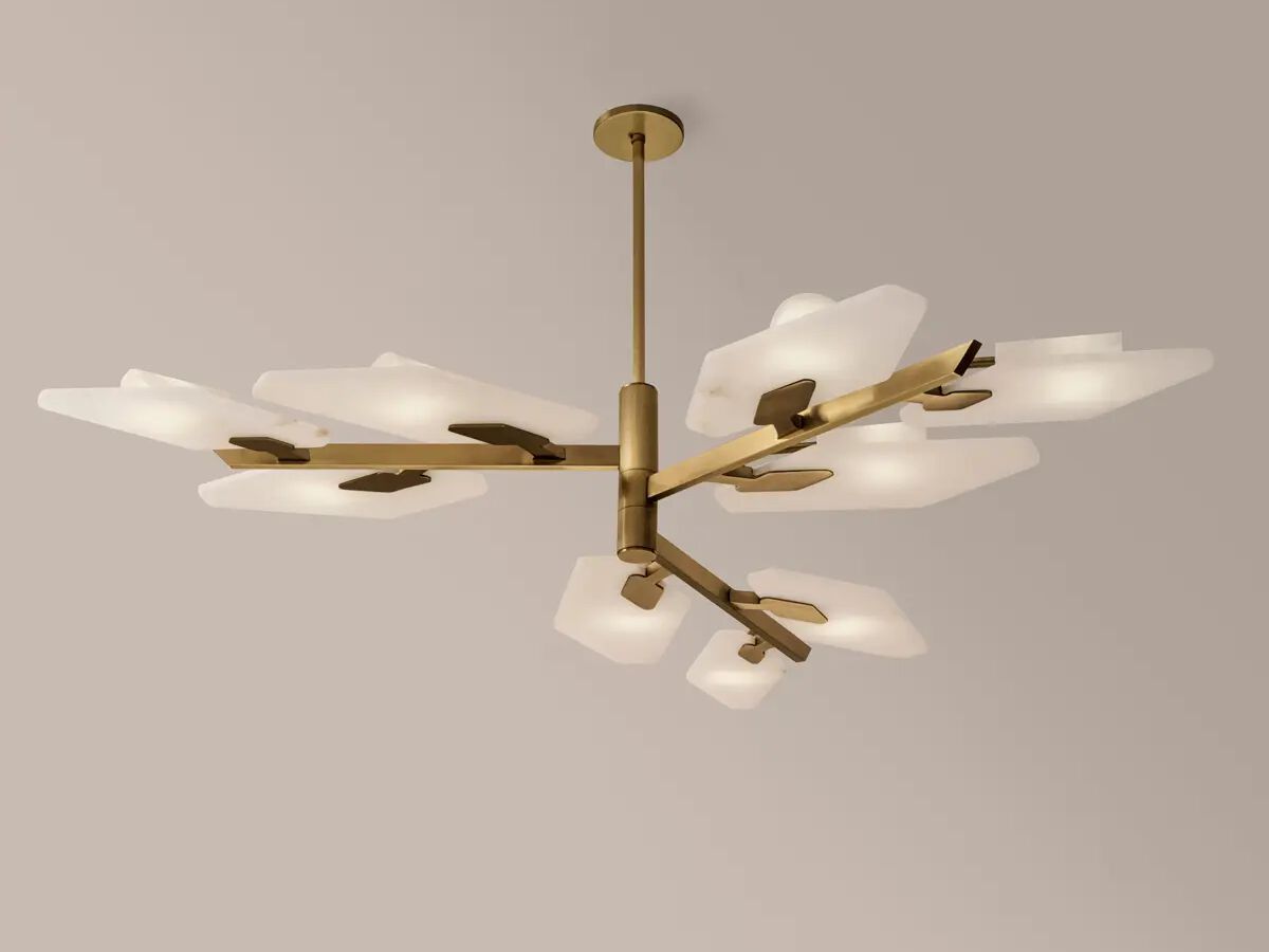 Светодиодный потолочный светильник ручной работы из металла и алебастра GASPARE ASARO LEAF ARCH-00023059 - Вид №1