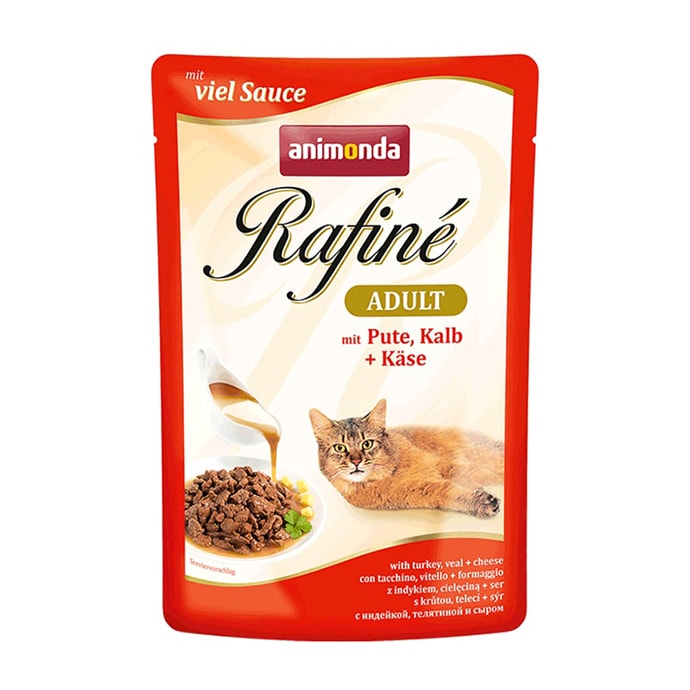 ПР0012326 Корм для кошек Rafin Soup коктейль из индейки, телятины и сыра конс. 100г Animonda 