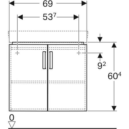 862150000 Шкафчик для угловой раковины Geberit Renova Compact, с двумя дверями Geberit  - Вид №3