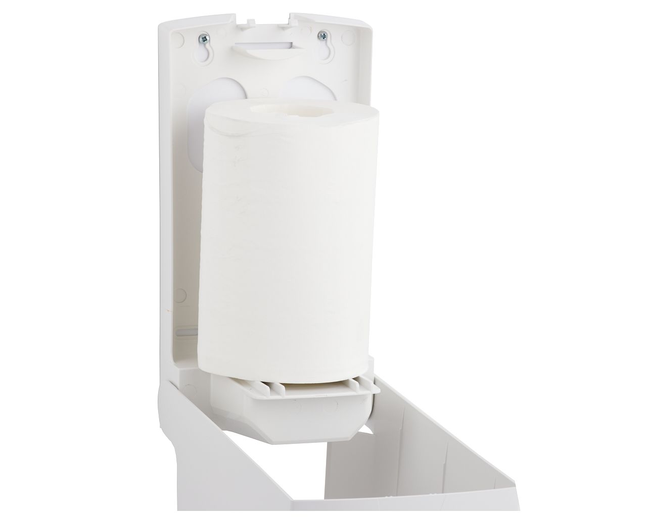 CTS201 Контейнер для бумажных полотенец в рулонах TOP MINI, АБС-пластик, белый, серое окно Merida  - Вид №3