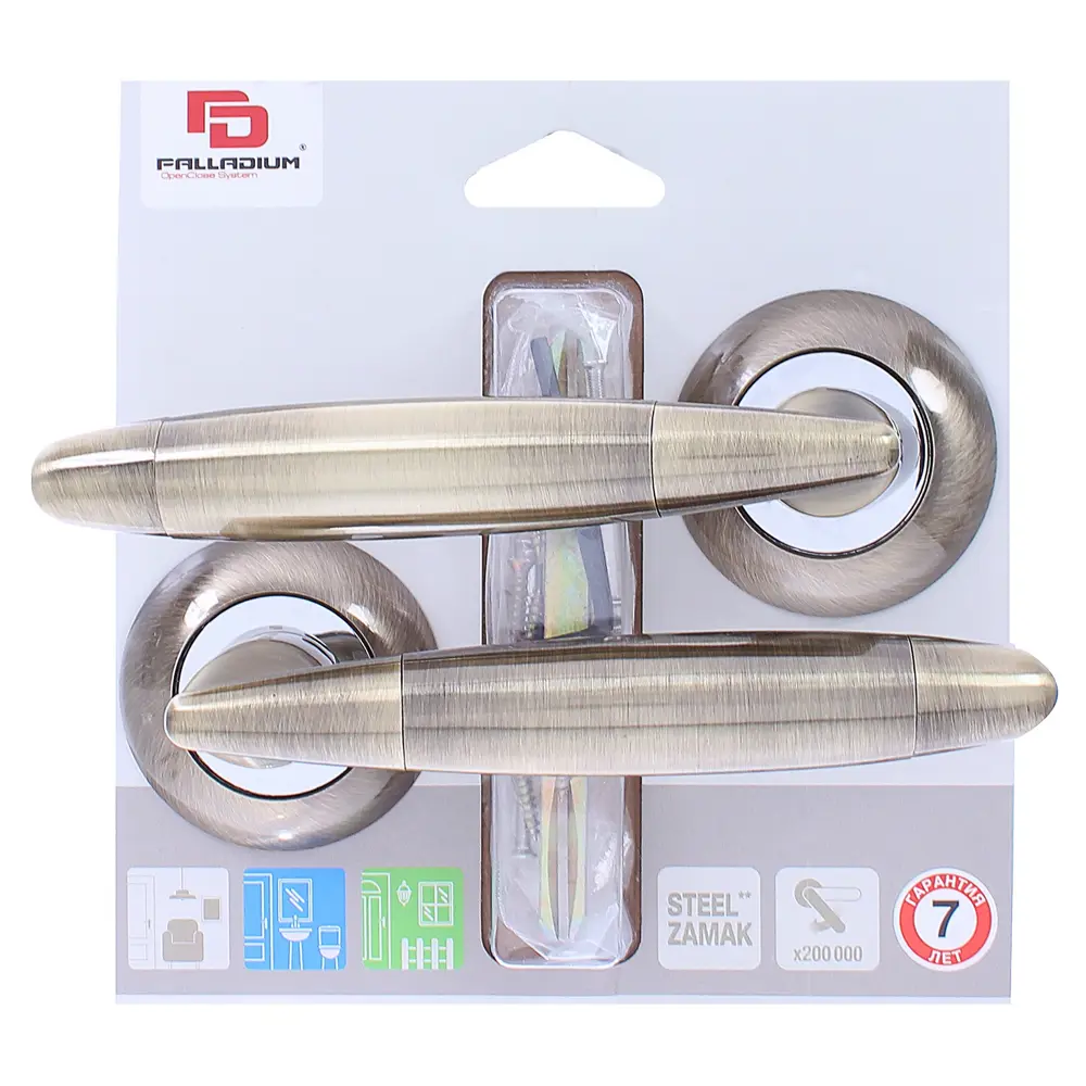 Ручка дверная на розетке Palladium «Agata» AB, ЦАМ, цвет античная бронза STLM-2011895 - Вид №3