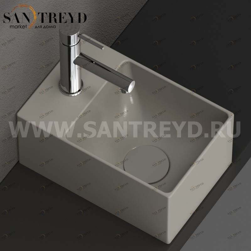 B6R30CC Подвесная раковина настенная прямоугольная Ceramica Globo T-EDGE серая