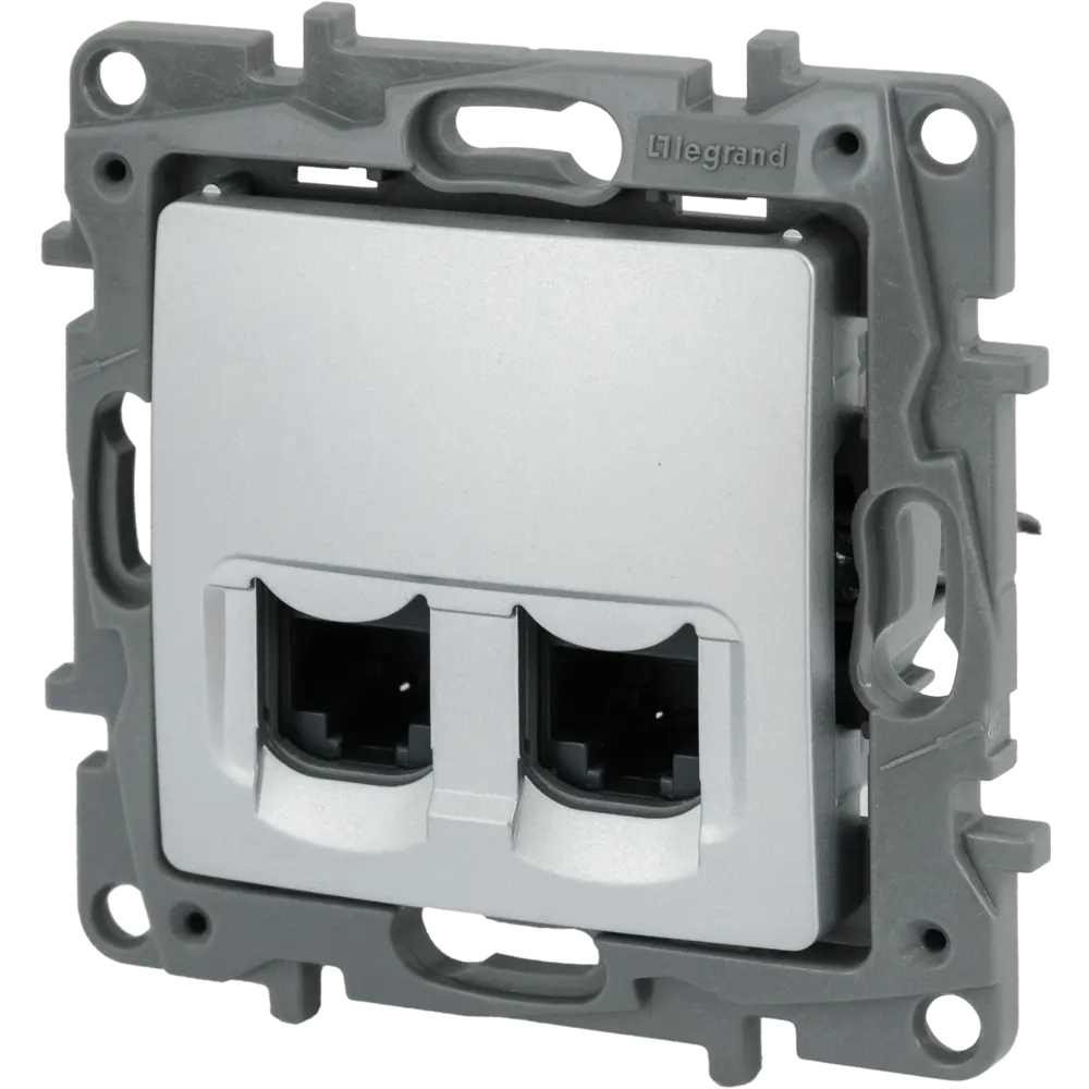 Компьютерная розетка Legrand Etika двойная RJ45 Cat 5e алюминий 82496551 STLM-0028725 - Вид №1