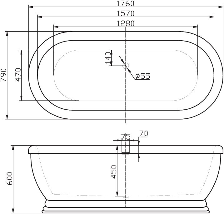 Акриловая ванна BelBagno BB03  - Вид №1