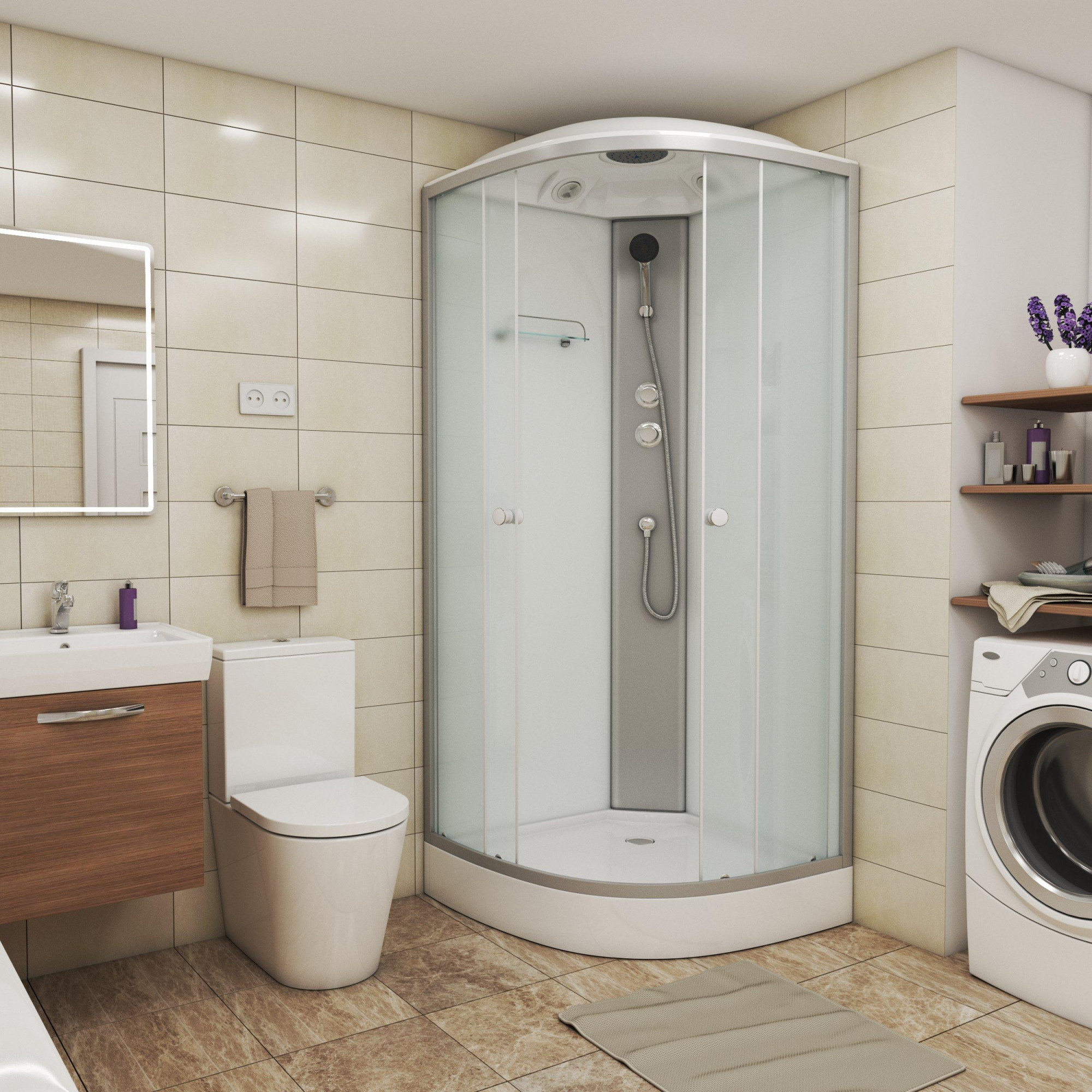 Душевая кабина NG- 4301-08 (900х900х2150) низкий поддон(13см) стекло МАТОВОЕ Niagara ECO