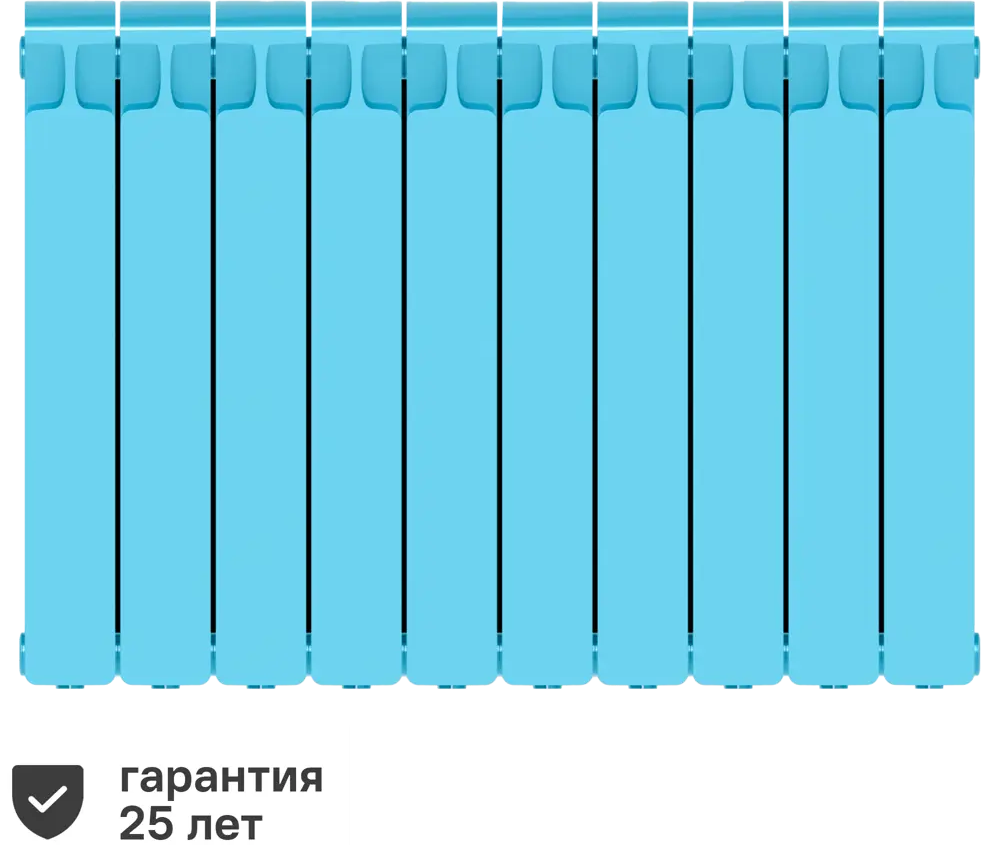 82560831 Радиатор Rifar Monolit 500/100 биметалл 10 секций боковое подключение цвет голубой STLM-0938629