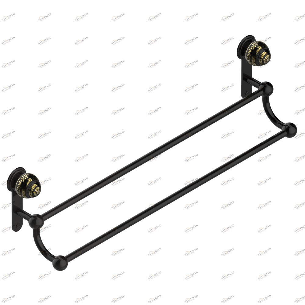 A7F-516 Полотенцедержатель - 2 фиксированные рейки 70 cм, диаметр : 16 мм Thg-paris Marquise чёрный с золотым декором Покрытие PVD бронза A7F-516 CAT.F