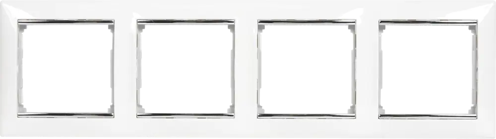 Рамка Legrand Valena Classic на 4 поста - белый с серебристым штрихом 82365940