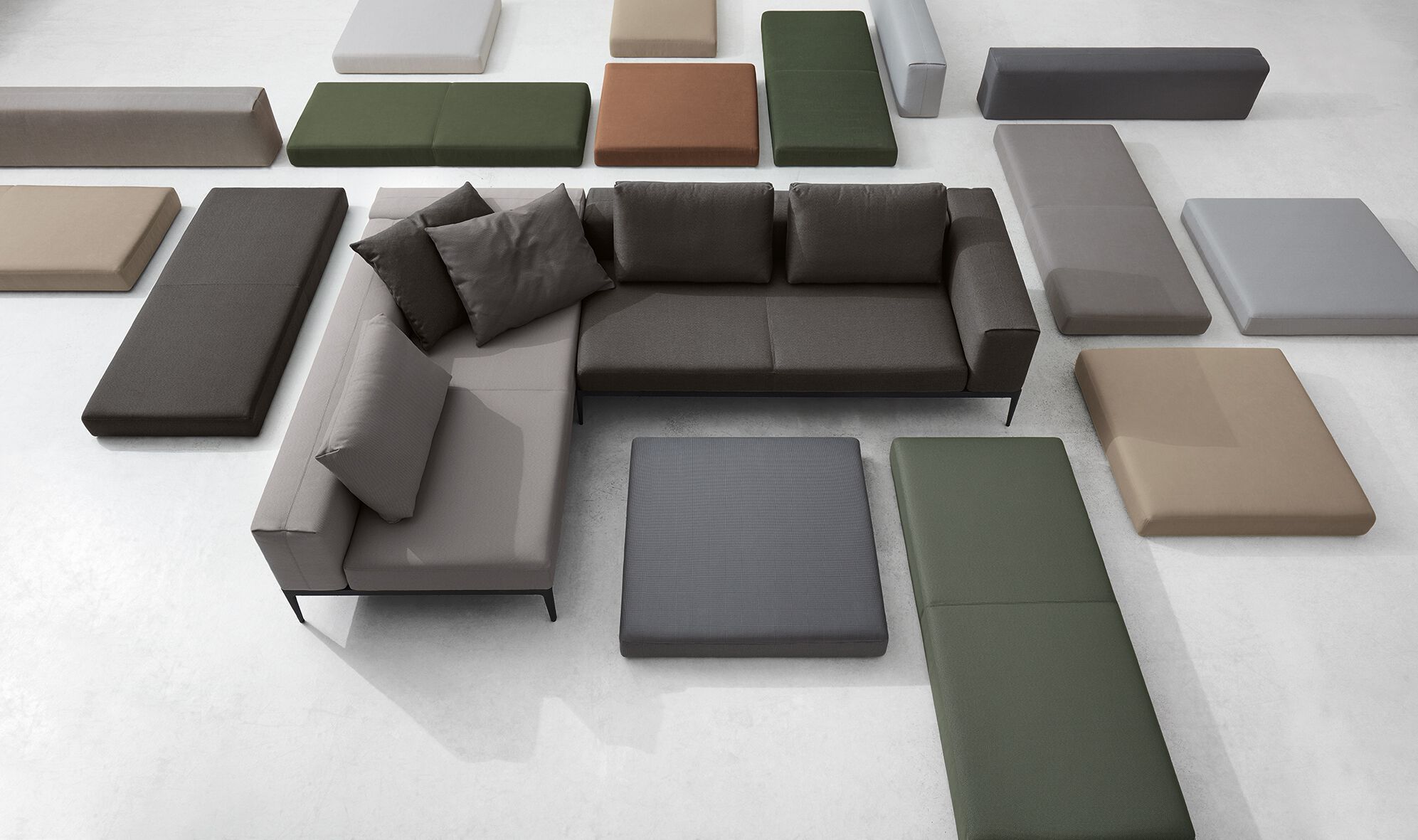 Тканевый угловой модульный садовый диван Gloster сетка ARCH-00114712 - Вид №3