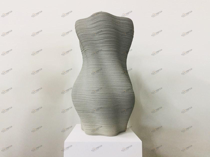 Concreative Высокий садовый горшок из бетона с 3d принтом  1903-049 