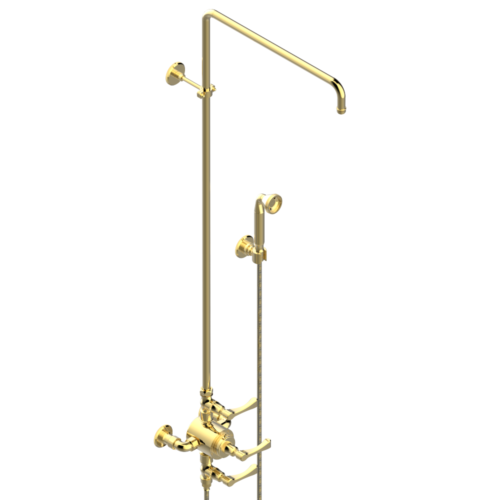 A55-64TRCC Душевой набор открытый настенный термостатический без верхней лейки Thg-paris Art Déco с рукоятками Золото A55 64TRCC CAT.F
