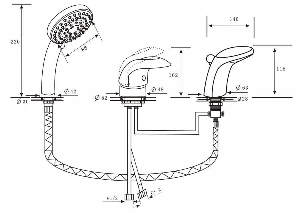 Каскадный смеситель ALPEN Cobra бронза AS1204B - Вид №1
