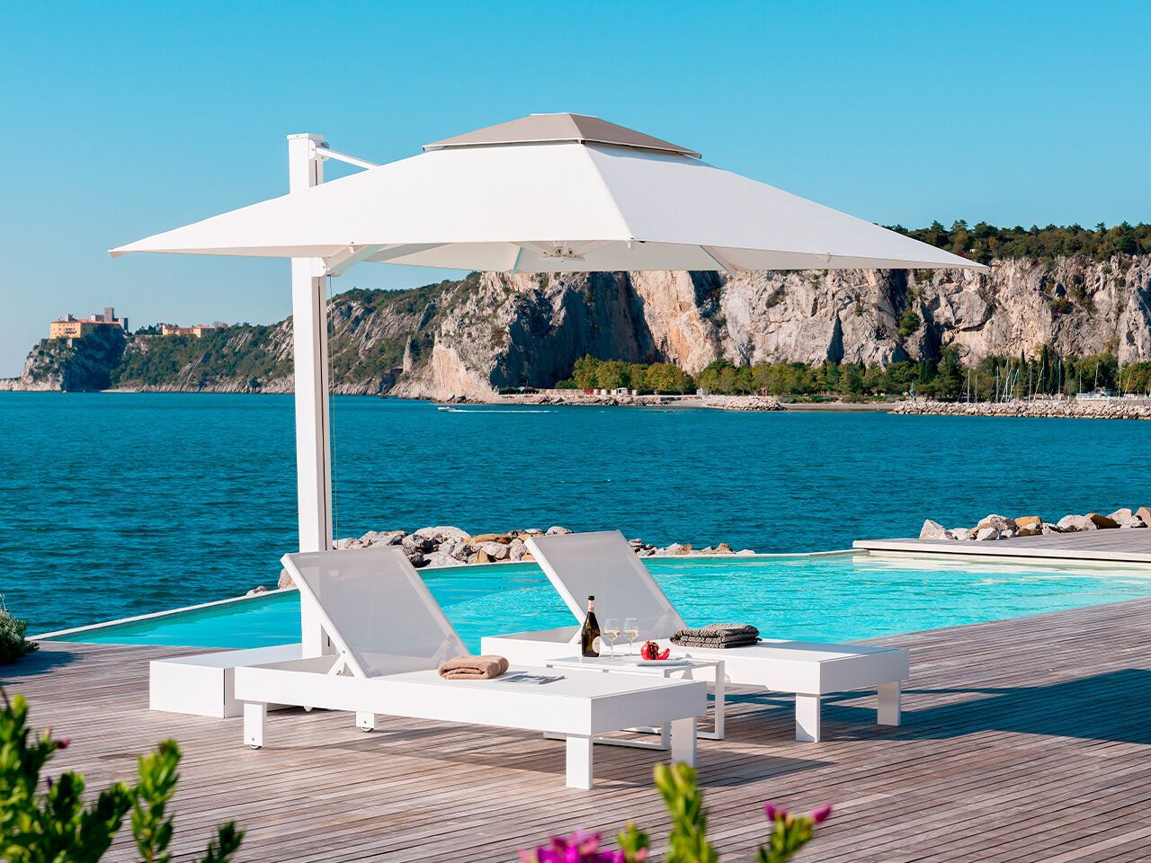 Алюминиевый боковой полюс и акриловая ткань зонтик Crema Outdoor DIOMEDE ARCH-00042678