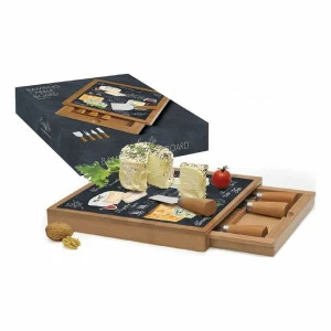 Доска разделочная деревянная для сыра с 4 ножами черная "Мир сыров" EASY LIFE МИР СЫРОВ 00-3946612 Бежевый;черный
