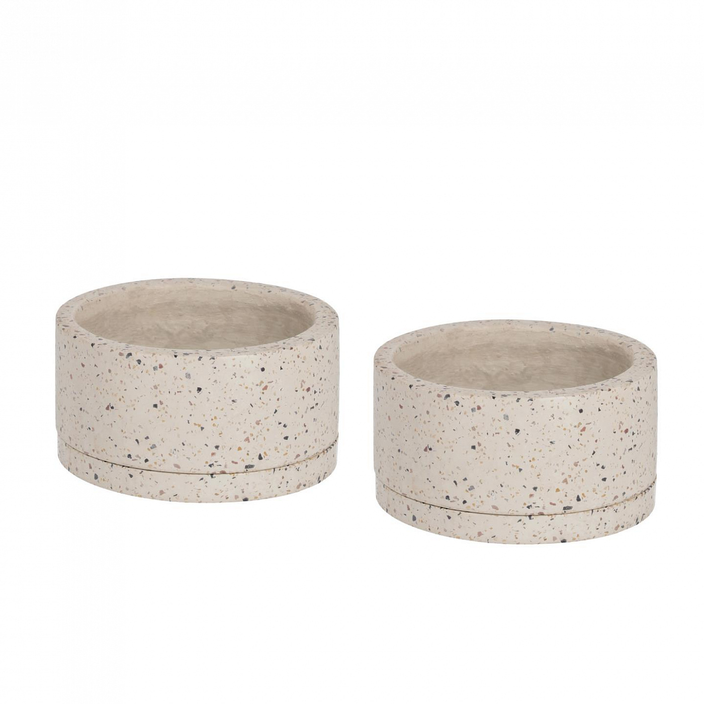 097603 Набор из двух горшков с тарелкой из белого терраццо 27 см La Forma Lelis 