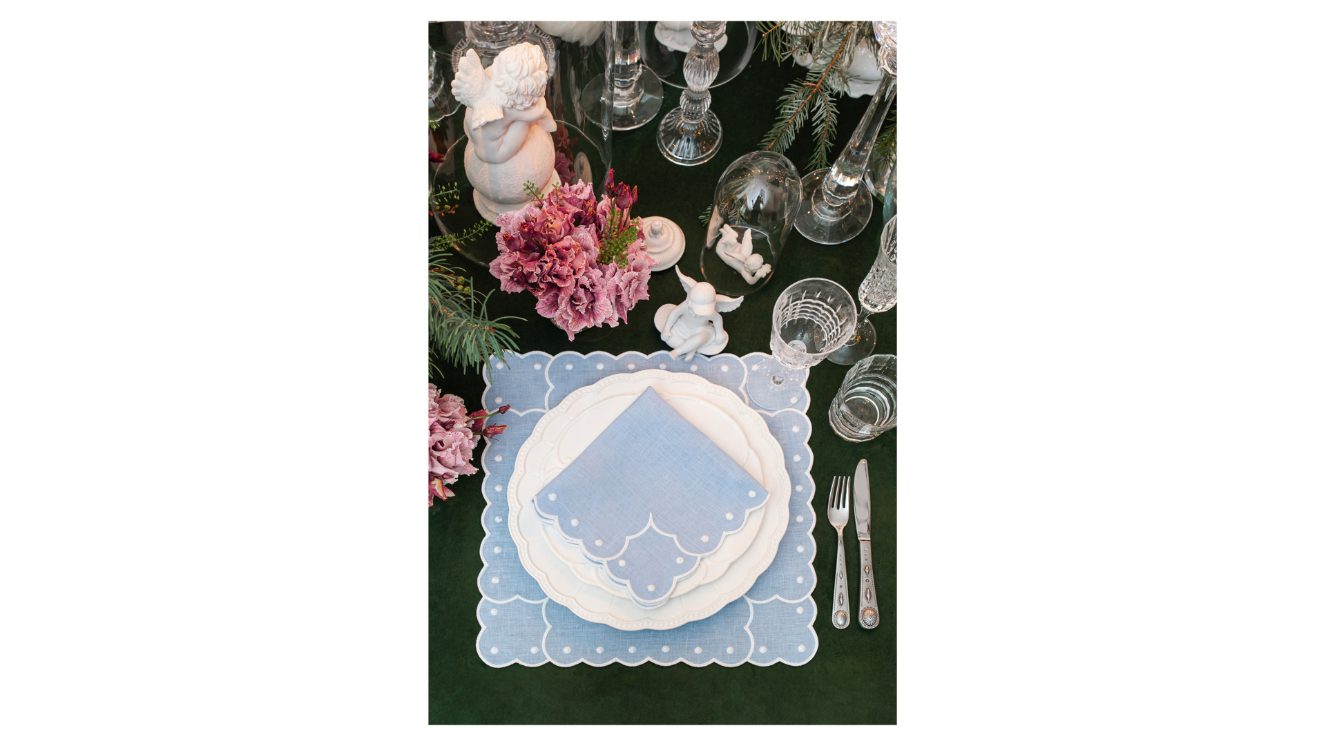 10674767 Truffle Bee Салфетка постановочная Truffle Bee Монтре 43х43см, бело-голубой, лен Ткань Montreux - Вид №2