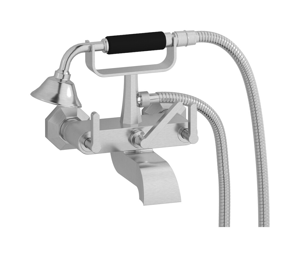 Настенный смеситель для ванной в комплекте с душевым гарнитуром WE ARE IB bl250ss Brushed Nickel Belmondo 