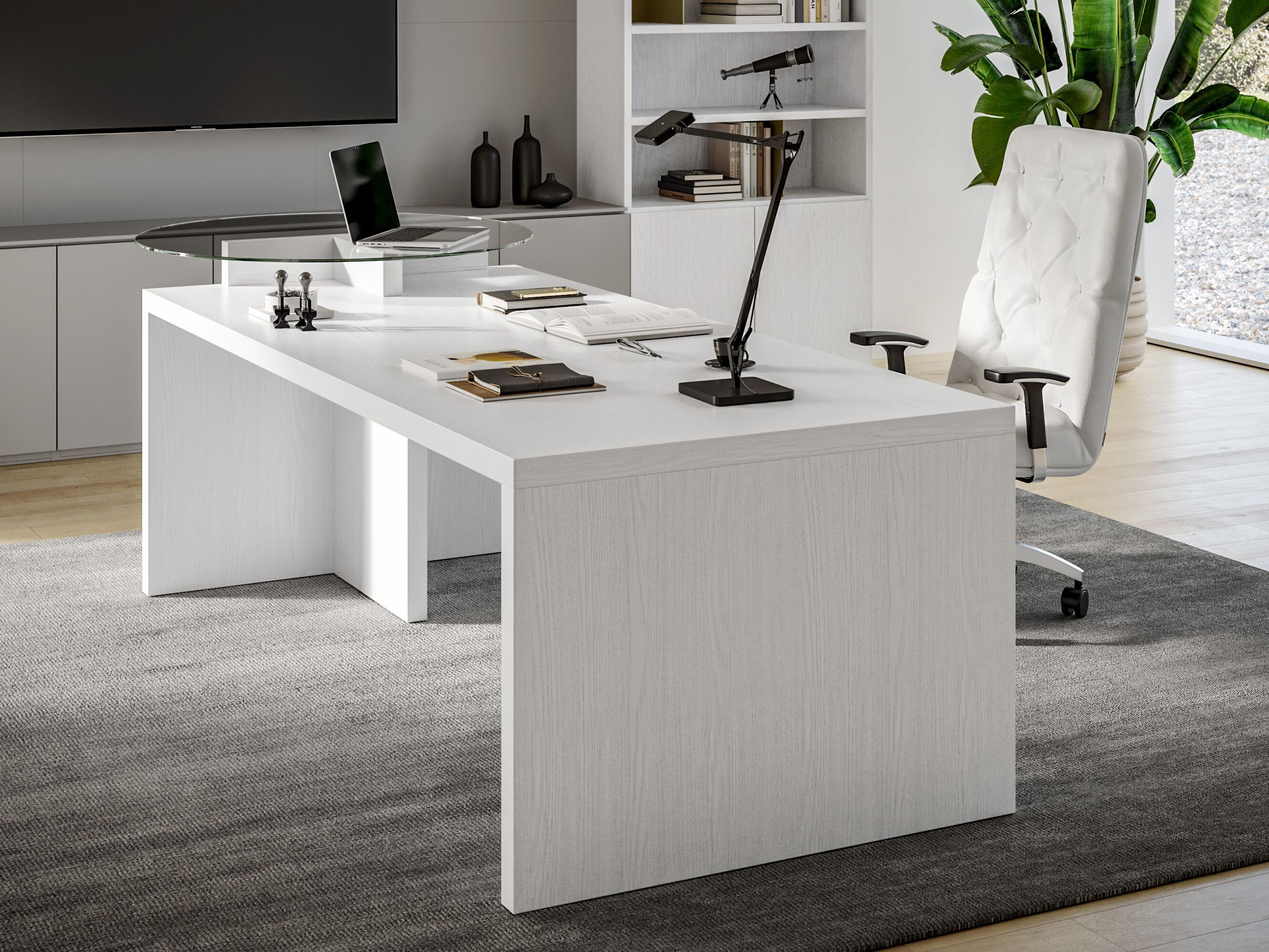 Исполнительный стол с фартуком и стеклянной столешницей Giessegi OfficeTime ARCH-00054153 - Вид №1